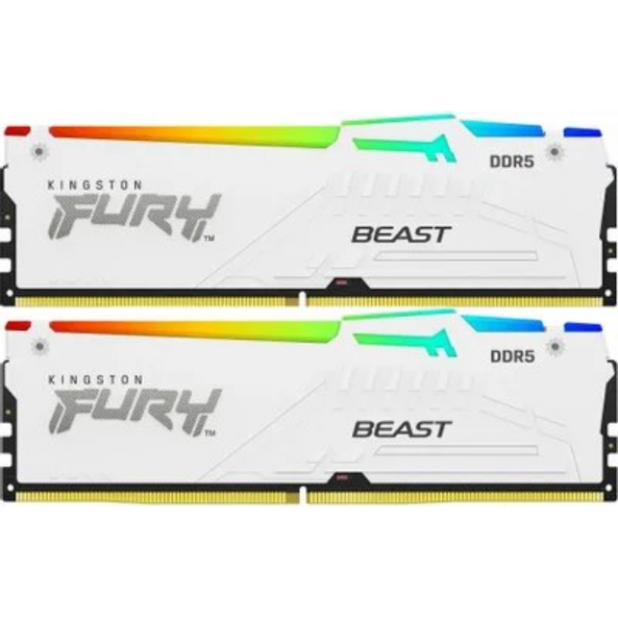Память оперативная KINGSTON FURY BEAST WHITE RGB EXPO 64GB 6000MT/s DDR5 CL30 DIMM KF560C30BWEAK2-64